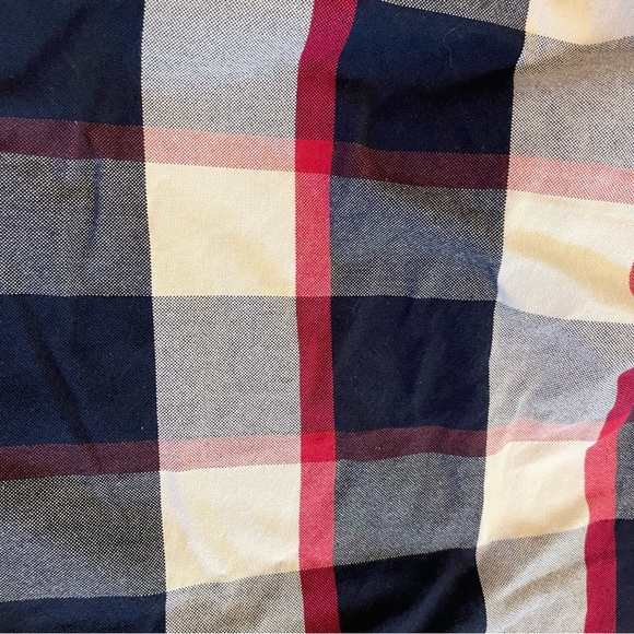 JCrew Oxford red navy blue plaid button down causal men shirt size large slim - Picture 4 of 5